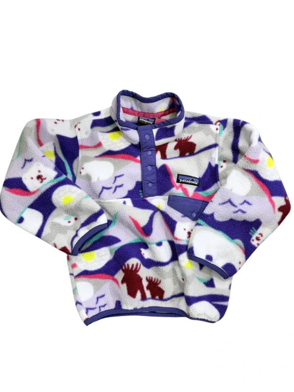 Patagonia kids 2T Fleece pullover snap buttons polar bear